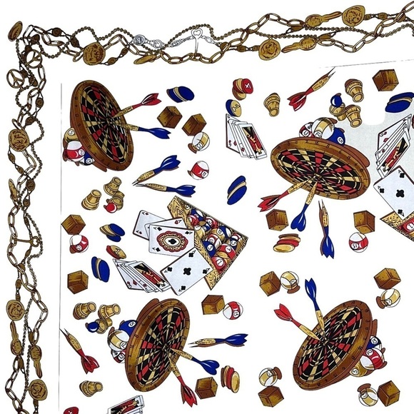 Vintage Retro Pub Scene Square Scarf Playing Games Darts Cards Pool Las Vegas - Picture 5 of 10